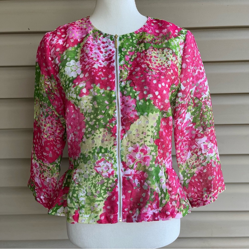 •Ruby Rd.• Semi Sheer Floral Peplum Jacket / Size 8